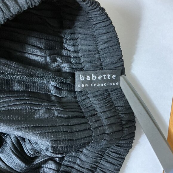 Babette SF Black Micro Pleat Straight Leg Minimalist Pants M - Picture 5 of 6